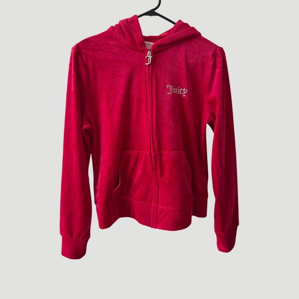 Juicy Couture Velvet Track Hoodie Jacket Pink Velour Full Zip Y2K Women’s Sz M